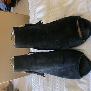 Elegant Black Women's Peep-Toe Ankle Boots